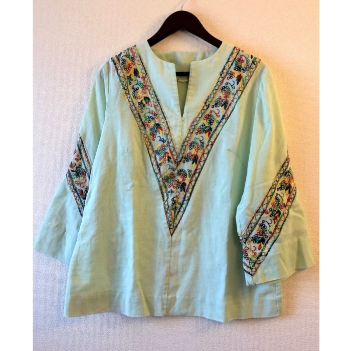 70s embroidered ethnic cotton top | Vintage.City 빈티지숍, 빈티지 코디 정보