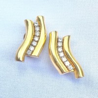 Wavy gold rhinestone earring | Vintage.City ヴィンテージ 古着