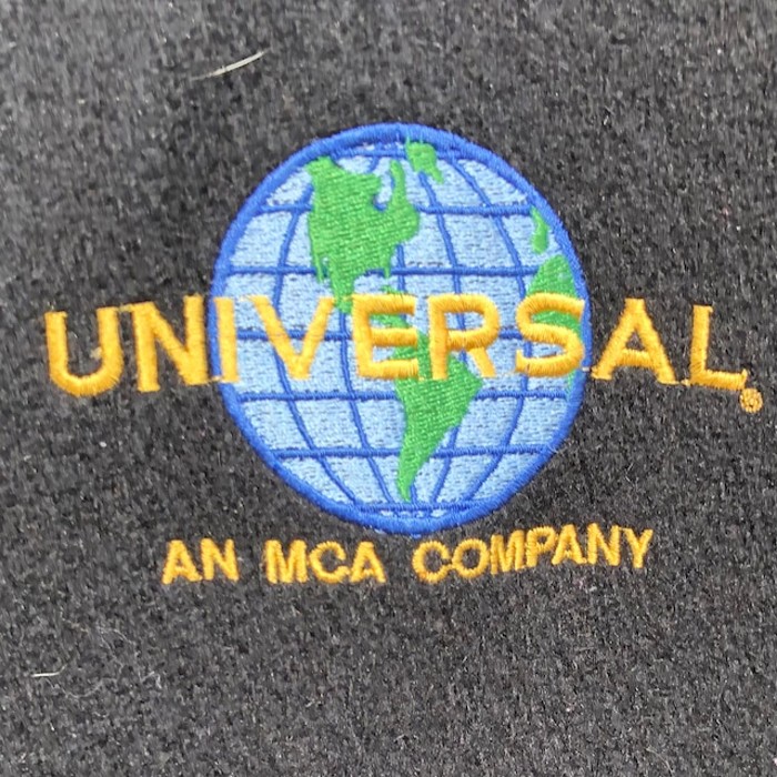 90s 企業系 スタジャン ユニバーサル アームレザー 切り替え 刺繍ロゴ