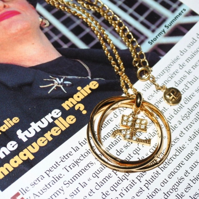 Courreges Double Ring Logo Long Necklace | Vintage.City 빈티지숍, 빈티지 코디 정보