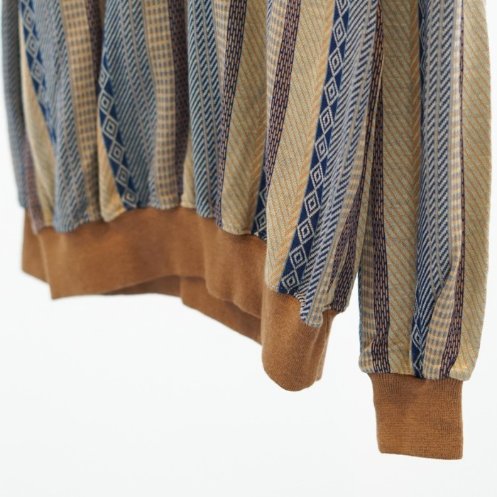 stripe pattern L/S polo shirt | Vintage.City 古着屋、古着コーデ情報を発信