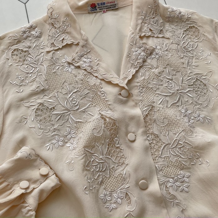 deadstock Shantou embroidered blouse | Vintage.City 빈티지숍, 빈티지 코디 정보