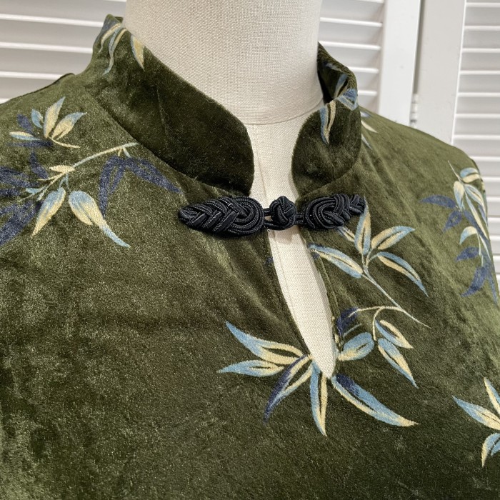 bamboo pattern velor China tunic | Vintage.City 古着屋、古着コーデ情報を発信
