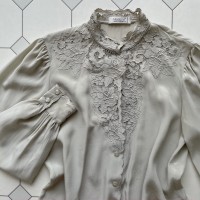 Shantou embroidered pale gray blouse | Vintage.City ヴィンテージ 古着