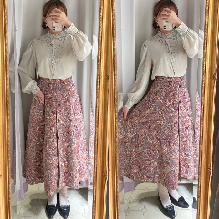 oriental pattern front button skirt | Vintage.City 古着屋、古着コーデ情報を発信