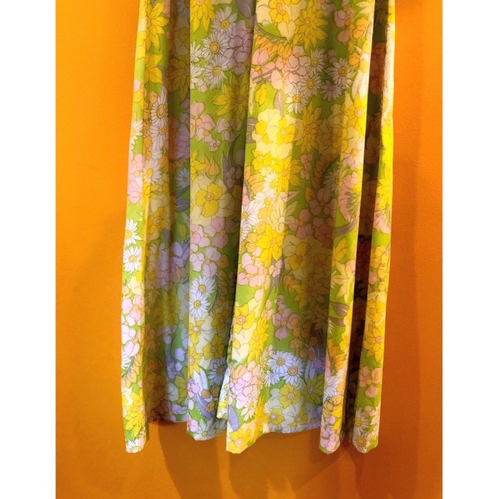 Flower pattern yellow maxi dress | Vintage.City 빈티지숍, 빈티지 코디 정보