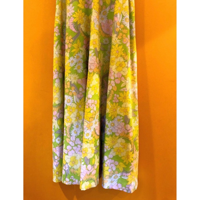 Flower pattern yellow maxi dress | Vintage.City 古着屋、古着コーデ情報を発信