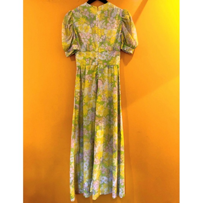 Flower pattern yellow maxi dress | Vintage.City 古着屋、古着コーデ情報を発信