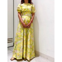 Flower pattern yellow maxi dress | Vintage.City ヴィンテージ 古着