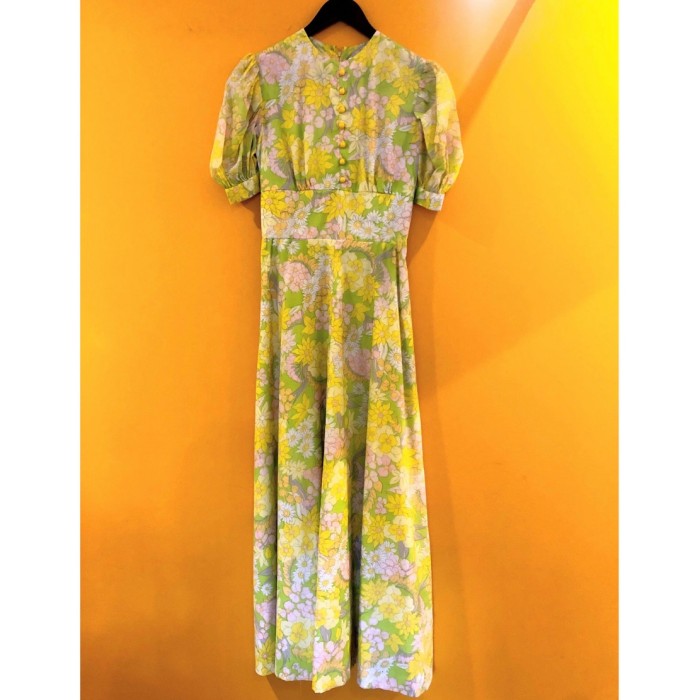 Flower pattern yellow maxi dress | Vintage.City Vintage Shops, Vintage Fashion Trends