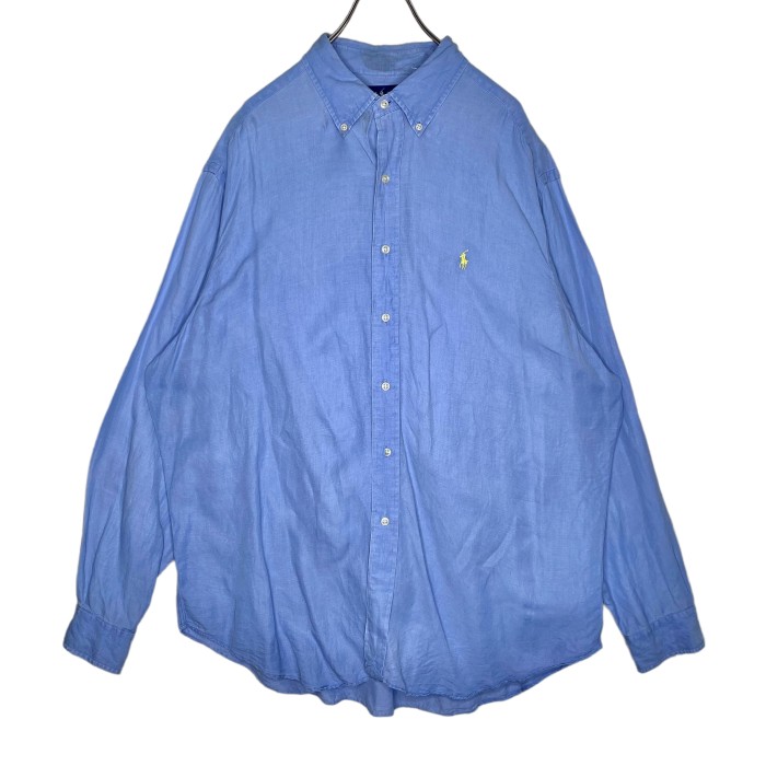 RALPH LAUREN   長袖シャツ　XL   刺繍　リネン　シルク | Vintage.City 빈티지숍, 빈티지 코디 정보