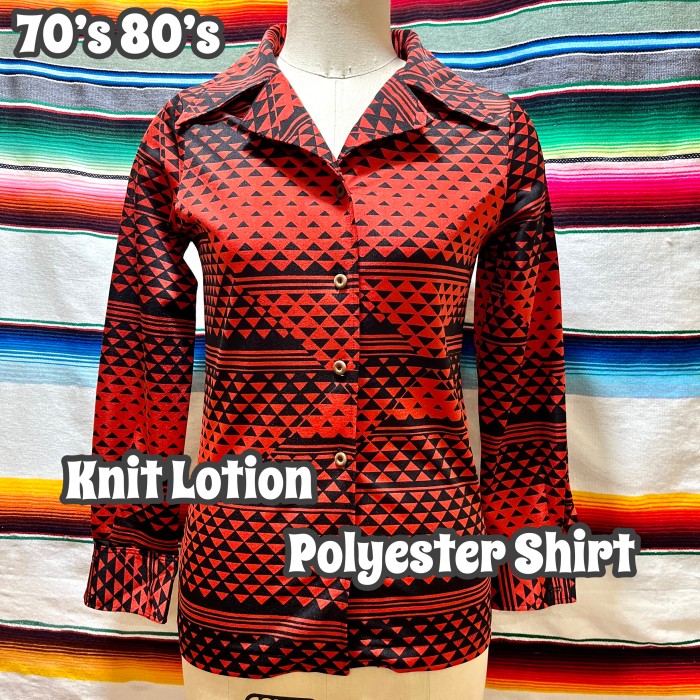 70’s 80’s Knit Lotion オープンカラー ポリエステル シャツ | Vintage.City 빈티지숍, 빈티지 코디 정보