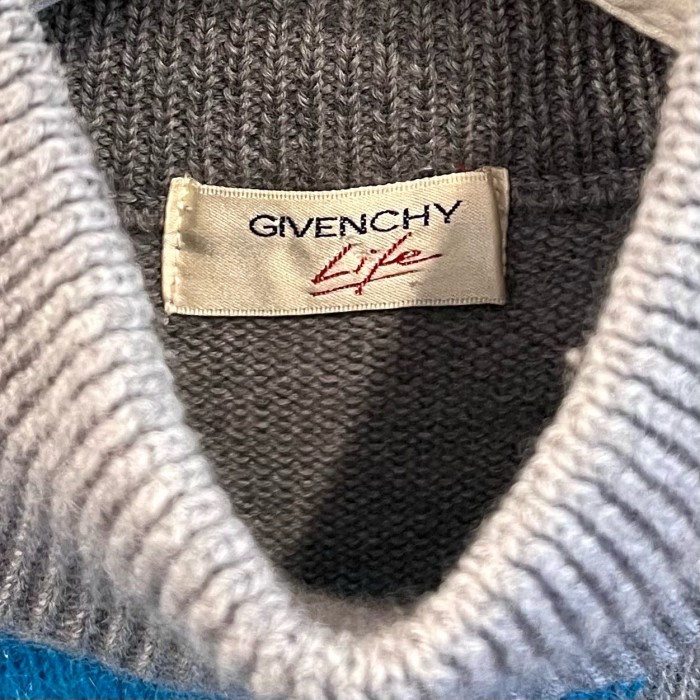 80s＂GIVENCHY＂モックネックニットセーター六角形柄license | Vintage