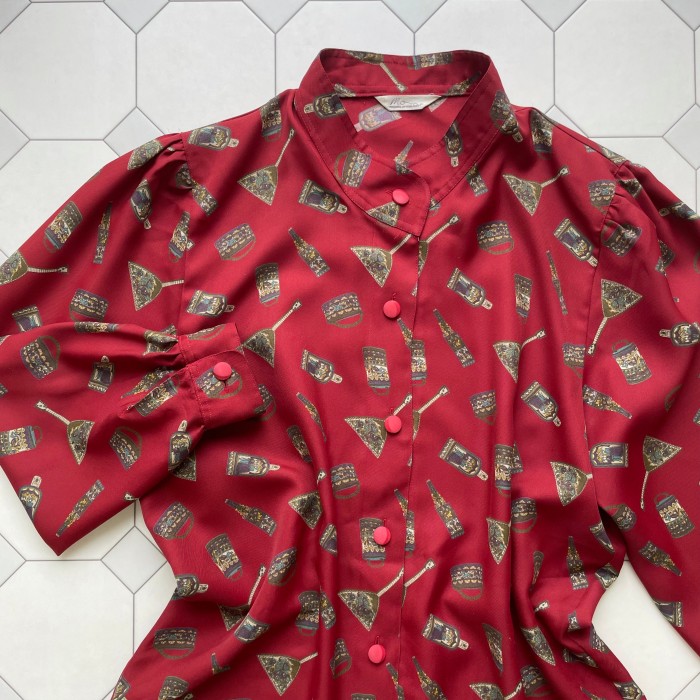balalaika motif stand collar blouse | Vintage.City 빈티지숍, 빈티지 코디 정보