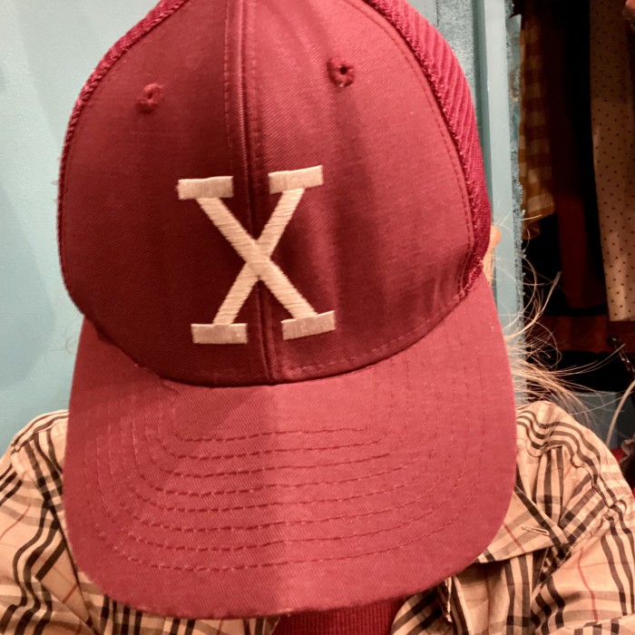 used ” X " cap メッシュキャップ えんじ色 バーガンディ | Vintage.City 빈티지숍, 빈티지 코디 정보