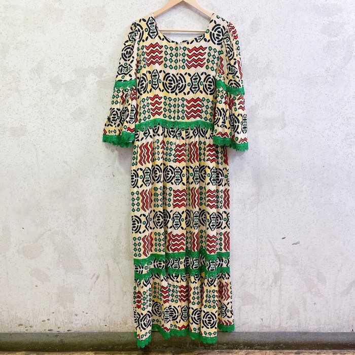 African print cotton long dress/2179 | Vintage.City 古着屋、古着コーデ情報を発信
