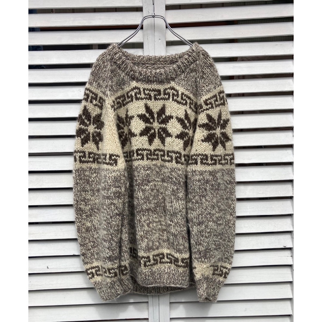 ノルディック柄セーター 手編み メンズL