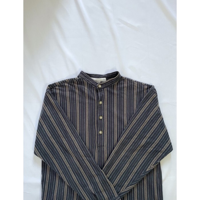 ヘンリーネックストライプシャツ　 | Vintage.City 古着屋、古着コーデ情報を発信