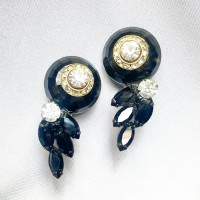 Black circle&leaf motif earring | Vintage.City ヴィンテージ 古着