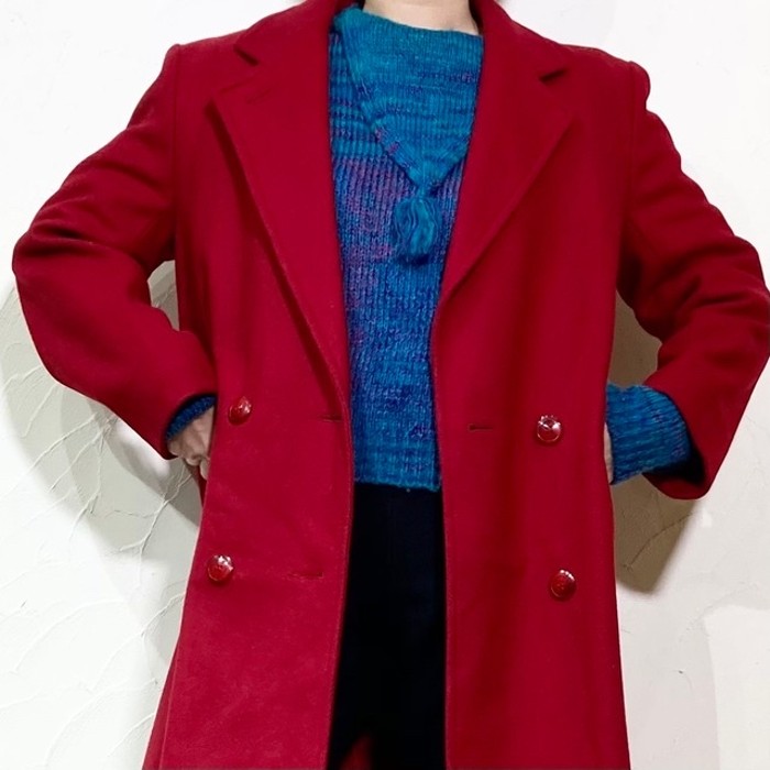 USA red wool mix double long coat | Vintage.City Vintage Shops, Vintage Fashion Trends