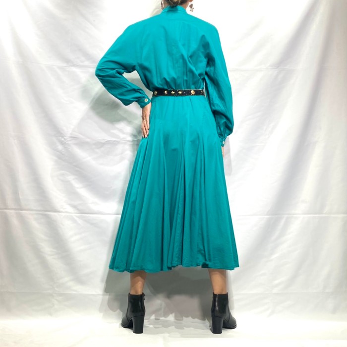 Green volume skirt shirt onepiece | Vintage.City 古着屋、古着コーデ情報を発信