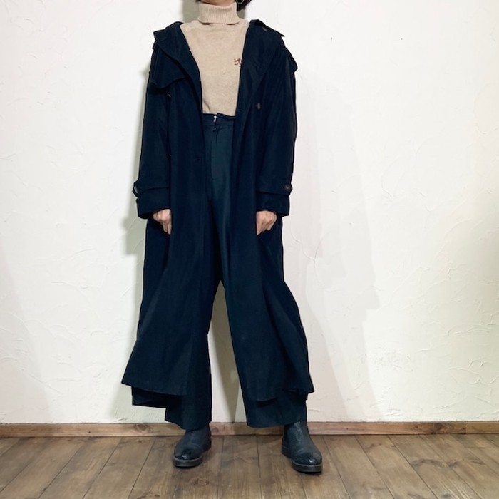 Black double long coat w/liner | Vintage.City 빈티지숍, 빈티지 코디 정보