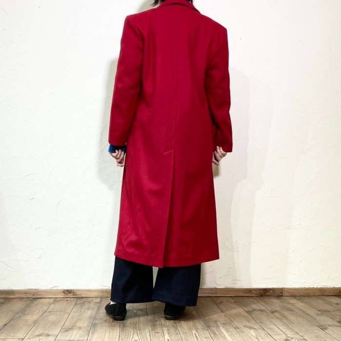 USA red wool mix double long coat | Vintage.City 古着屋、古着コーデ情報を発信