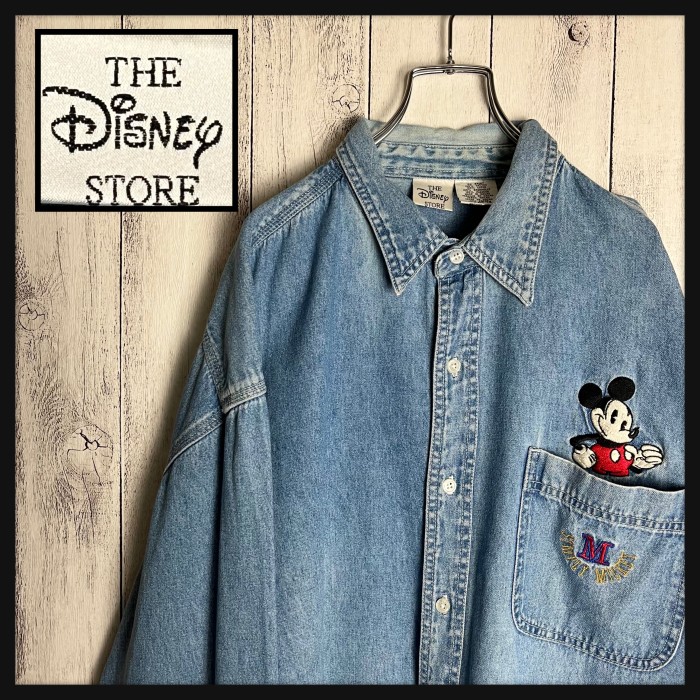 Disney   90s old  ミッキー刺繍 オーバーサイズ デニムシャツ | Vintage.City 古着屋、古着コーデ情報を発信
