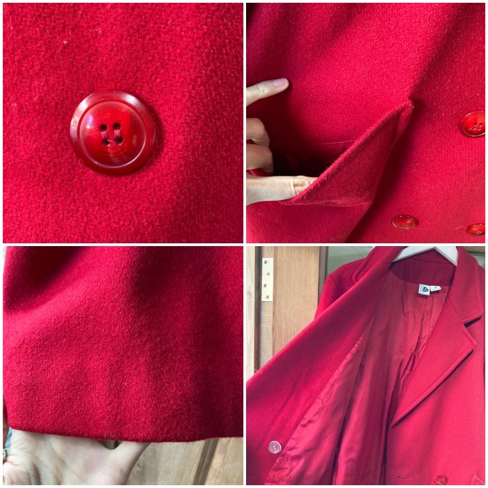 USA red wool mix double long coat | Vintage.City Vintage Shops, Vintage Fashion Trends