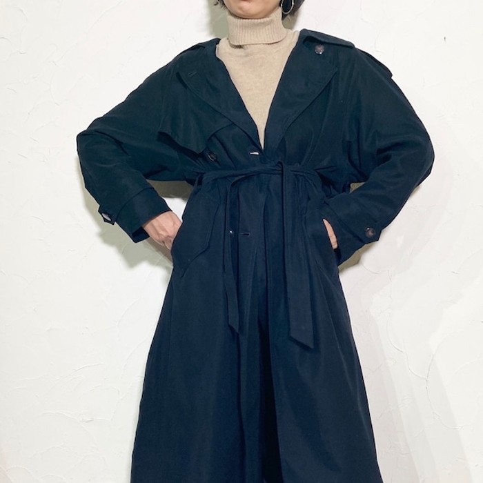 Black double long coat w/liner | Vintage.City 古着屋、古着コーデ情報を発信