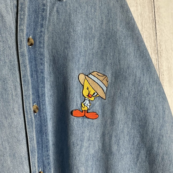 Looney tunes  90s Tweety プリント 刺繍 デニムシャツ | Vintage.City 빈티지숍, 빈티지 코디 정보