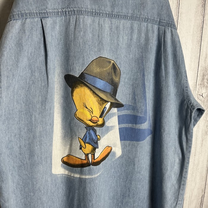 Looney tunes  90s Tweety プリント 刺繍 デニムシャツ | Vintage.City 빈티지숍, 빈티지 코디 정보
