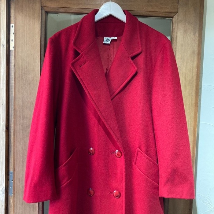 USA red wool mix double long coat | Vintage.City 古着屋、古着コーデ情報を発信