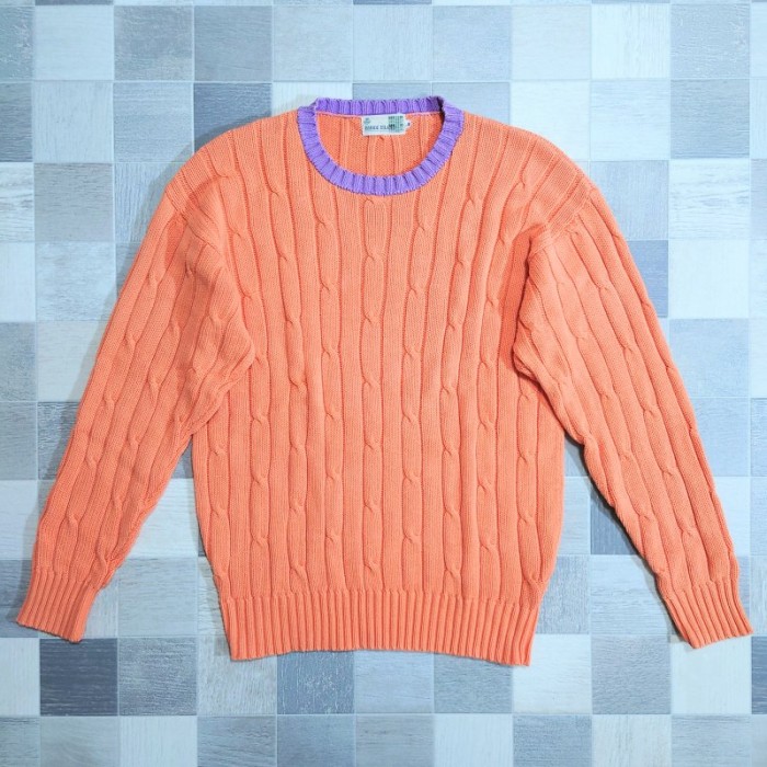 90’s RHODE ISLAND コットン ケーブル編み  ニット セーター | Vintage.City 빈티지숍, 빈티지 코디 정보