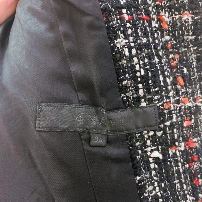 アナイ　ツィードジャケット　黒　ロングジャケット　ANAYI | Vintage.City 빈티지숍, 빈티지 코디 정보