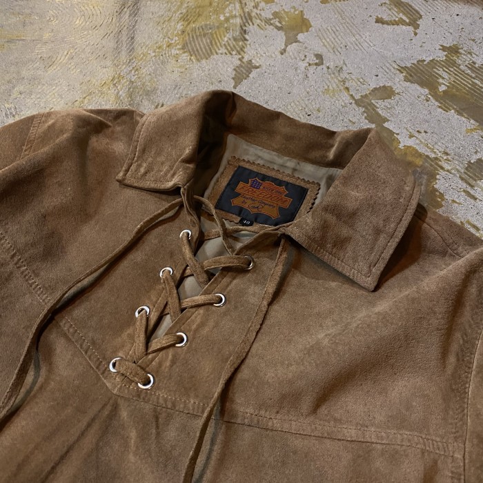 old lace up pull over suede shirt | Vintage.City 빈티지숍, 빈티지 코디 정보
