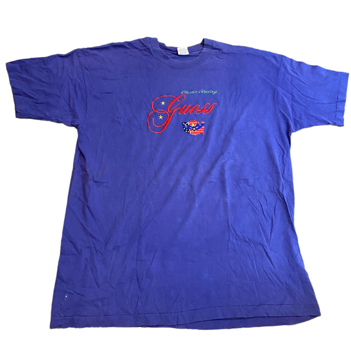 ビンテージ 90年代 ゲス ロゴ刺繍 Tシャツ XL ブルー | Vintage.City 古着屋、古着コーデ情報を発信