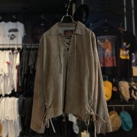 old lace up pull over suede shirt | Vintage.City ヴィンテージ 古着