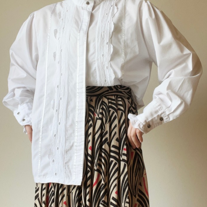 white frill blouse | Vintage.City 빈티지숍, 빈티지 코디 정보