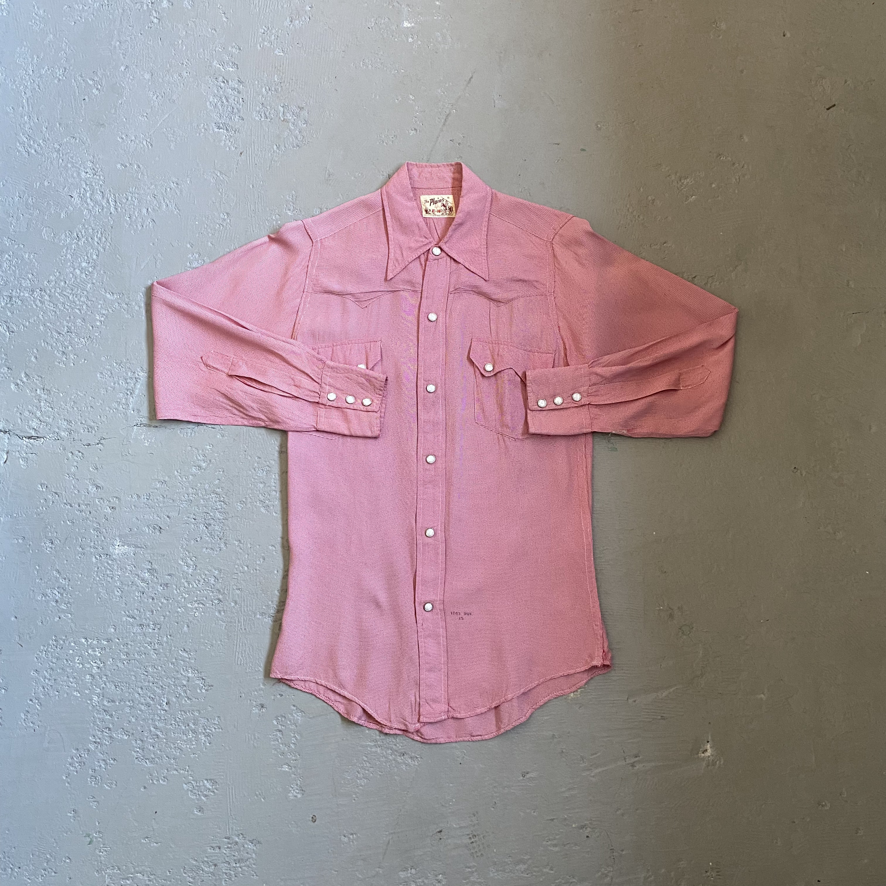 50s レーヨンシャツ ウエスタン チェック ピンク | Vintage.City