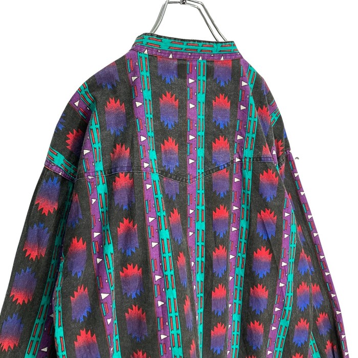 90s L/S native pattern design shirt | Vintage.City ヴィンテージ 古着
