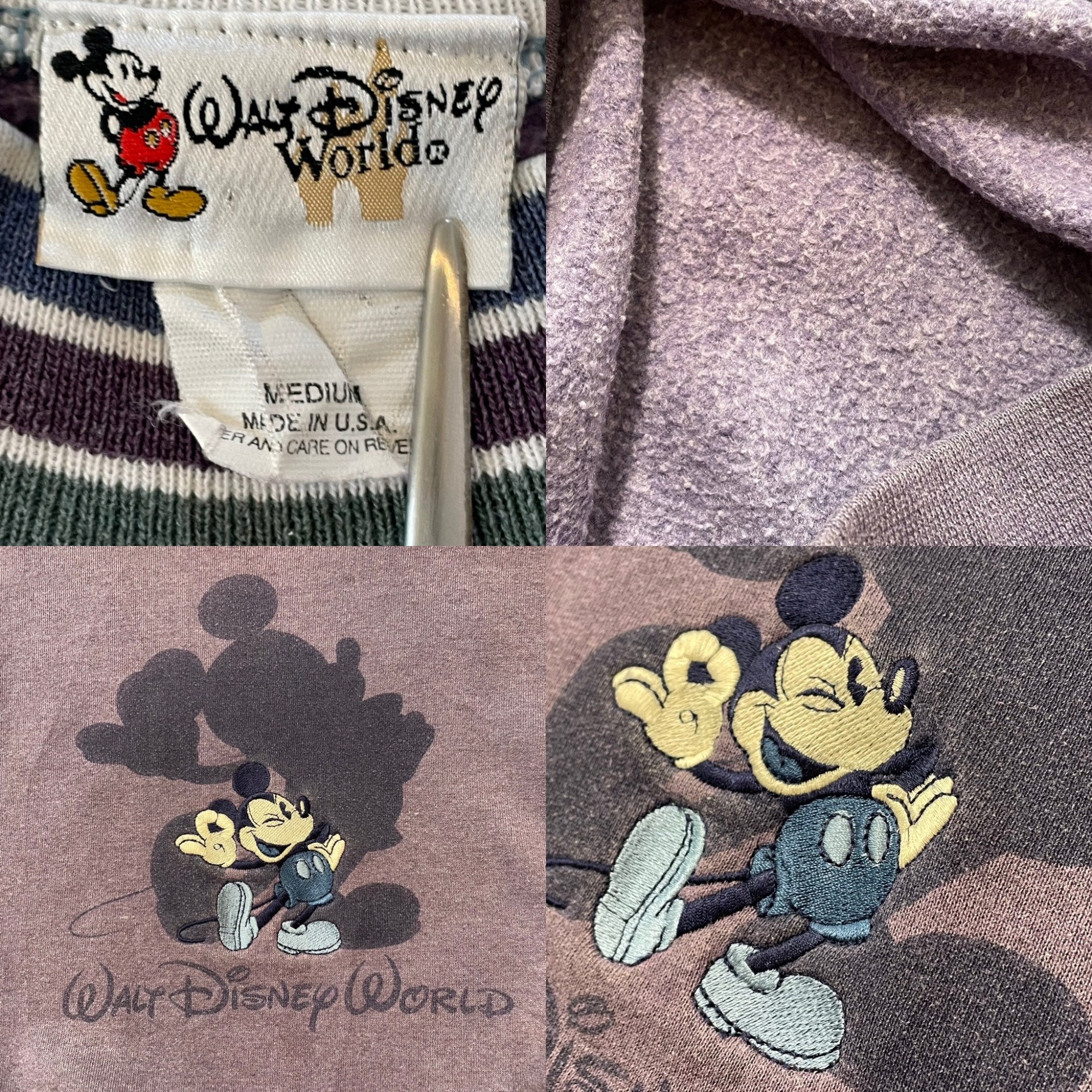 Disney】90s USA製 スウェット トレーナー 刺繍 ミッキー 古着 