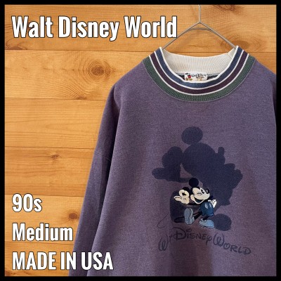 【Disney】90s USA製 スウェット トレーナー 刺繍 ミッキー 古着 