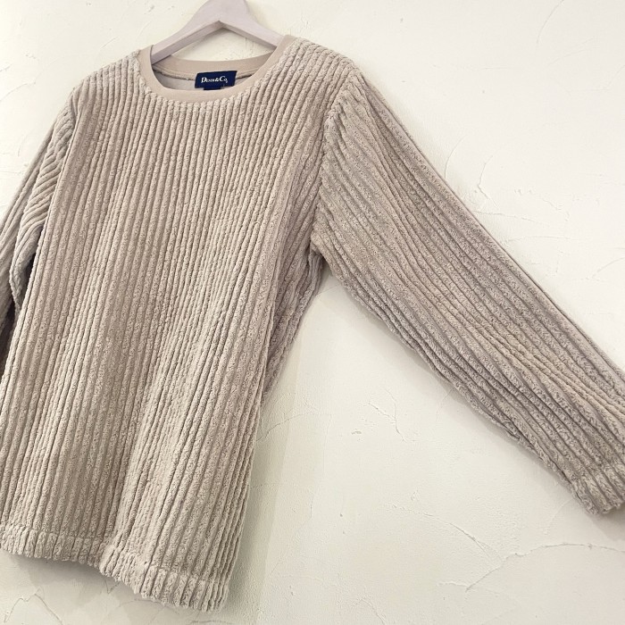 Light beige corduroy pile pullover tops | Vintage.City 빈티지숍, 빈티지 코디 정보