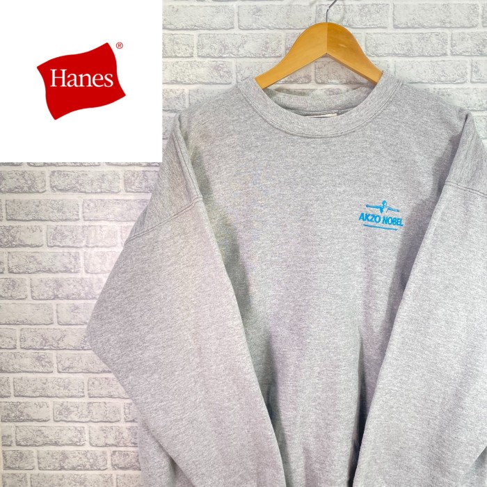 Hanes 90's オーバーサイズスウェット　ワンポイントロゴ　刺繍　グレー | Vintage.City 古着屋、古着コーデ情報を発信
