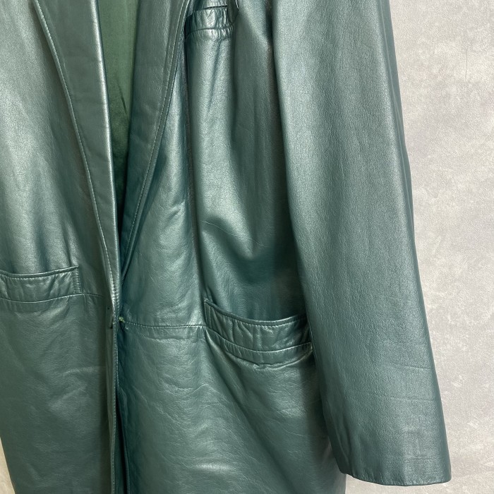 vintage green color leather coat | Vintage.City 古着屋、古着コーデ情報を発信