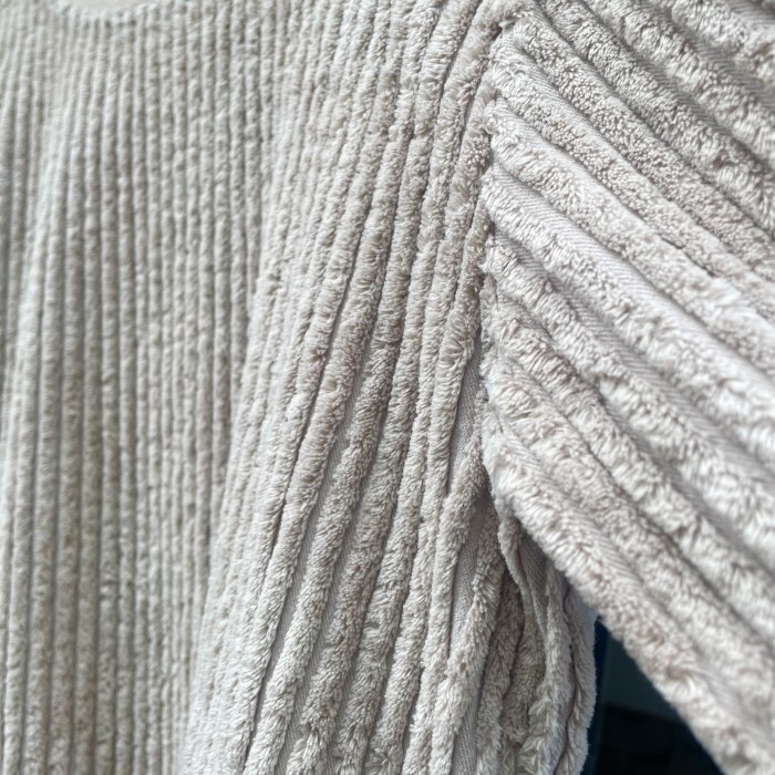 Light beige corduroy pile pullover tops | Vintage.City 빈티지숍, 빈티지 코디 정보