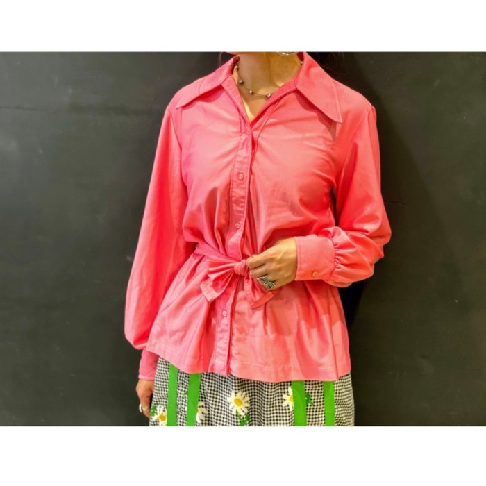 70s Pink pink pink blouse | Vintage.City 빈티지숍, 빈티지 코디 정보