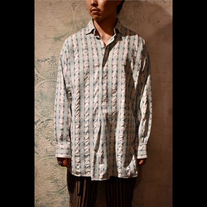 french ~1960's cotton grandpa shirt | Vintage.City 古着屋、古着コーデ情報を発信