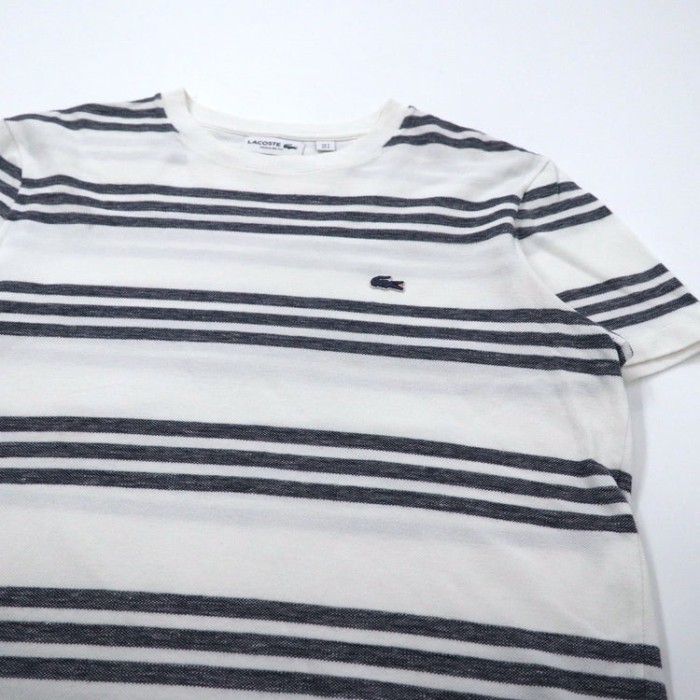LACOSTE ボーダーTシャツ 3 ホワイト コットン ワンポイントロゴ | Vintage.City 古着屋、古着コーデ情報を発信